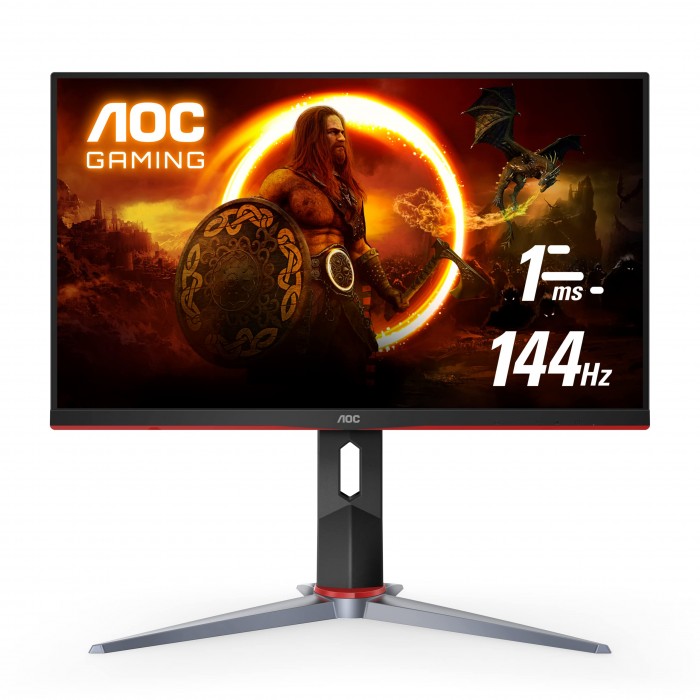 AOC 24G2 24″ Frameless Gaming IPS Monitor, FHD 1080P, 1ms 144Hz, Freesync, HDMI/DP/VGA, Height Adjustable